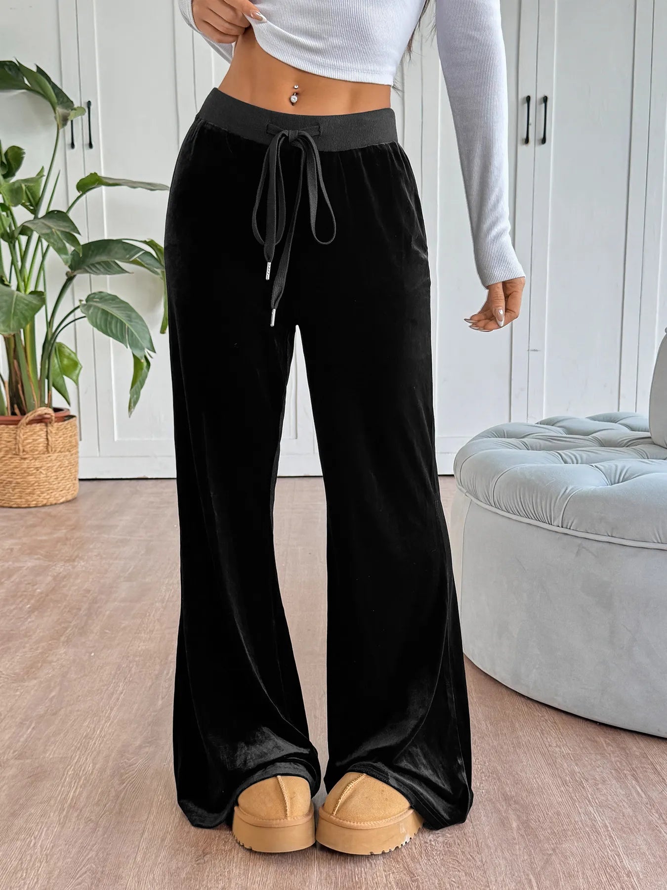 Black Chill Wide Leg Lounge Pants