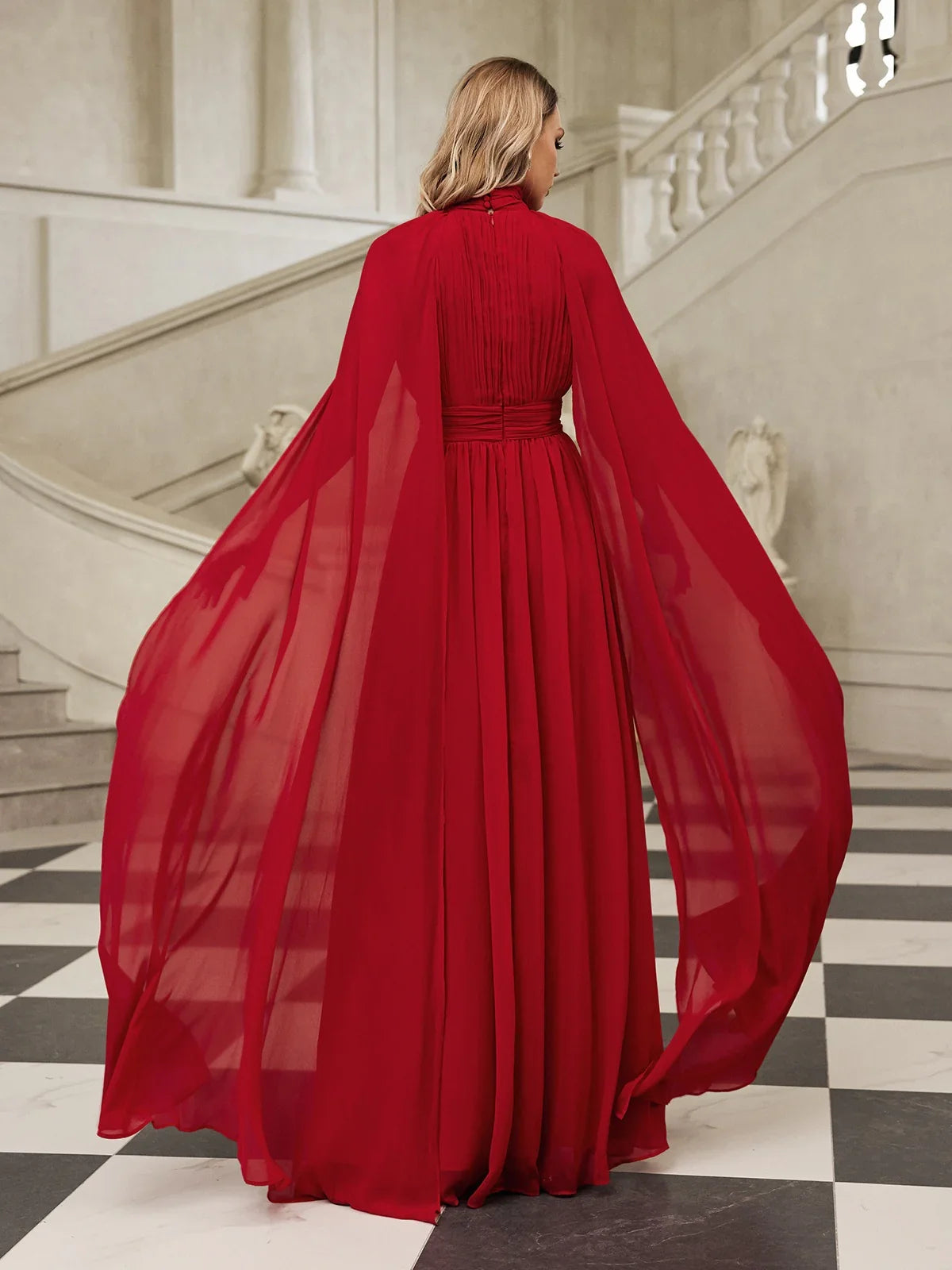 Velena High-Neck Cape Gown Size M