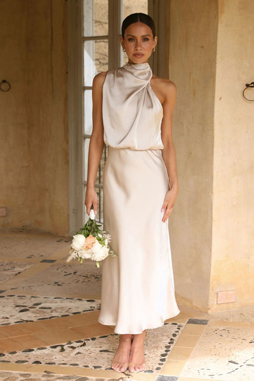 Celebrated Vibe One Shoulder Sleeveless Midi Dress - 5 Colors White