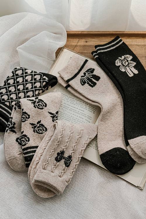 Vintage Girl Cotton Socks 5 Pieces(Save $3.2)