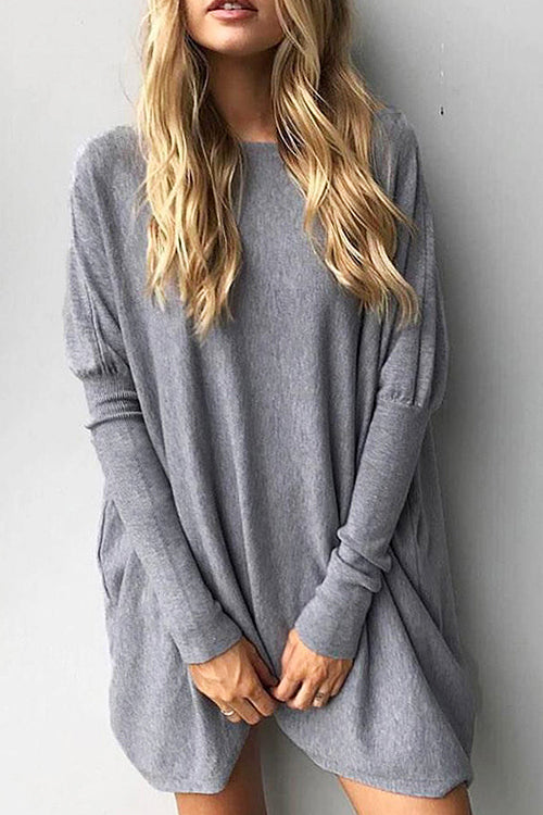 Style Instinct Long Sleeve Knit Top - 2 Colors Grey