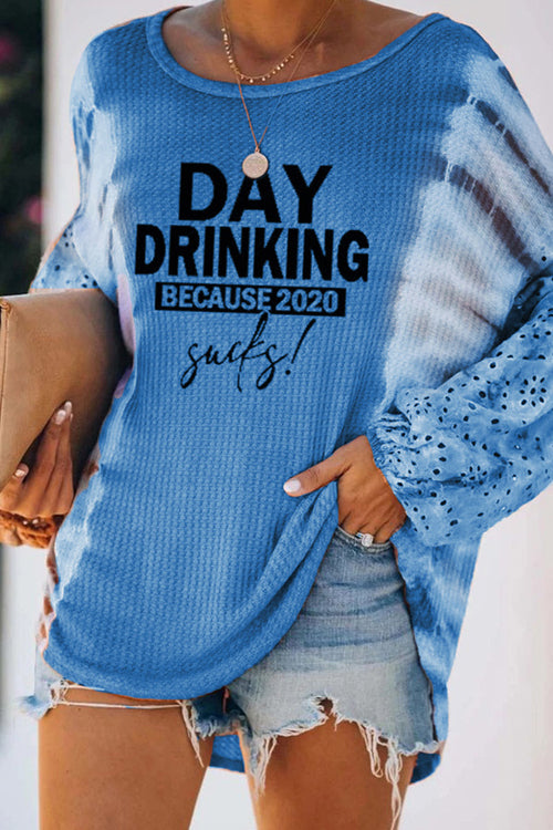 Never Better Tie-Dye Hollow-Out Knit Top - 3 Colors Blue