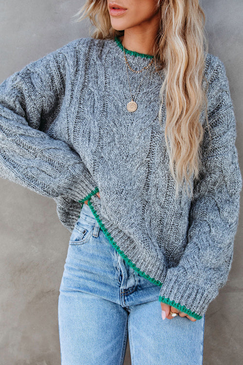Just Too Sweet Cable Knit Sweater - 2 Colors Grey