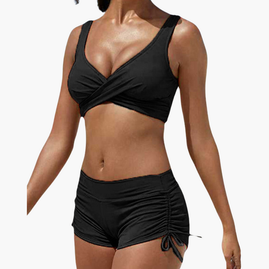 Twist Bikini Top & Shorts - Women's Two-Piece Swimwear Set