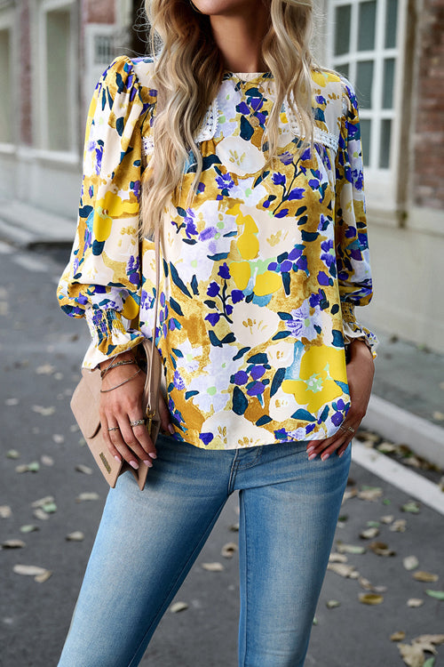 Eye-Catching Sweetie Printed Smocked Top - 3 Colors Yellow