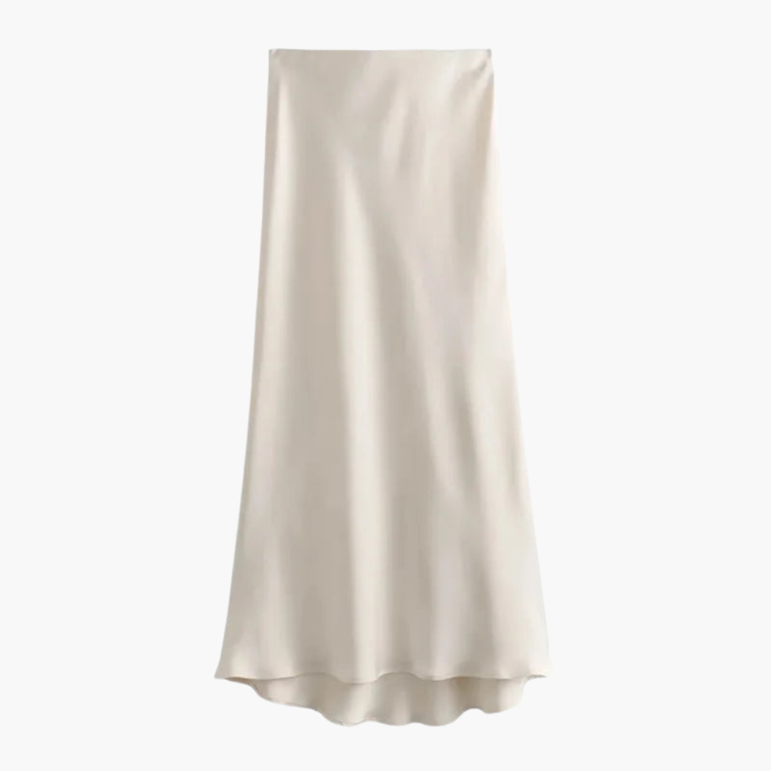 Chic Satin High-Waist Midi Skirt – Flattering Fit for Women