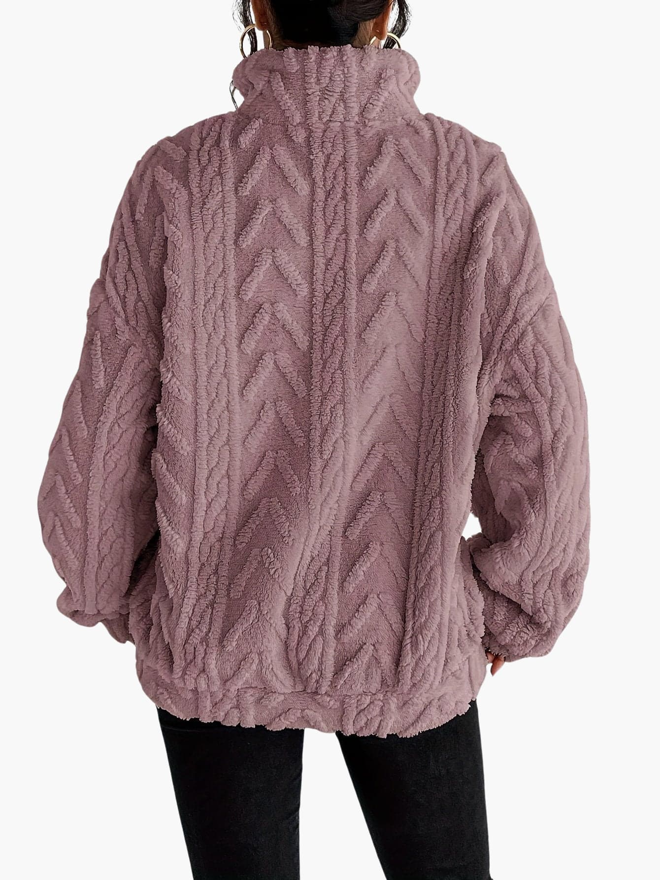 Zara | Luxe Cable-Knit Fleece Sweatshirt
