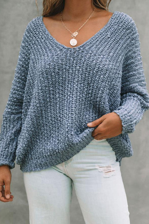 Express Yourself Knit Sweater - 4 Colors Blue