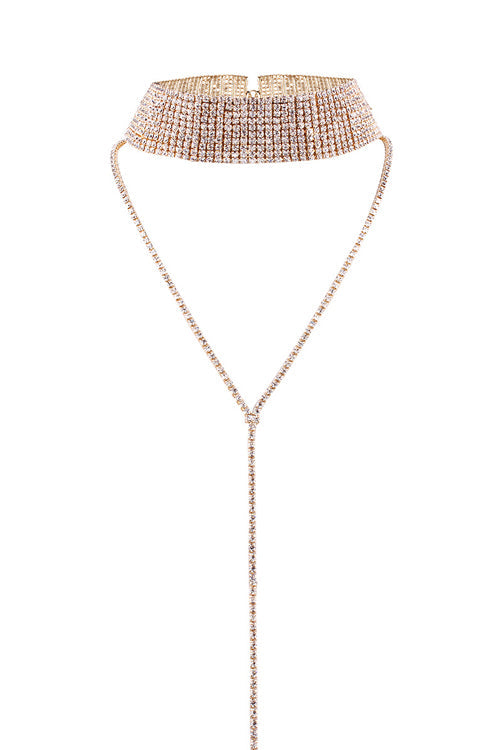 Crystal Shiny Tiered Choker One Size Gold