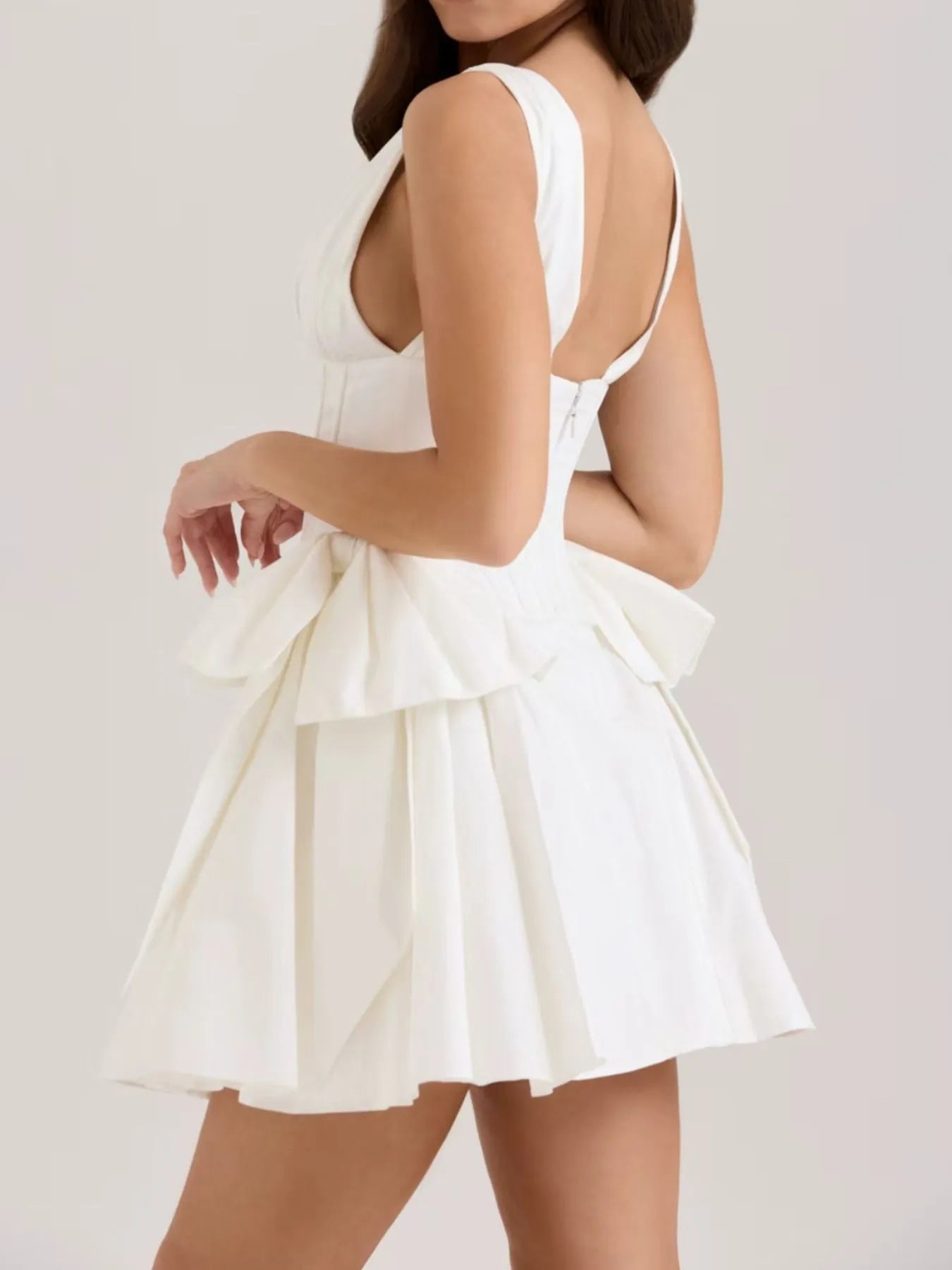 Bow V-Neck Sleeveless Mini Dress – Flirty Party Dress