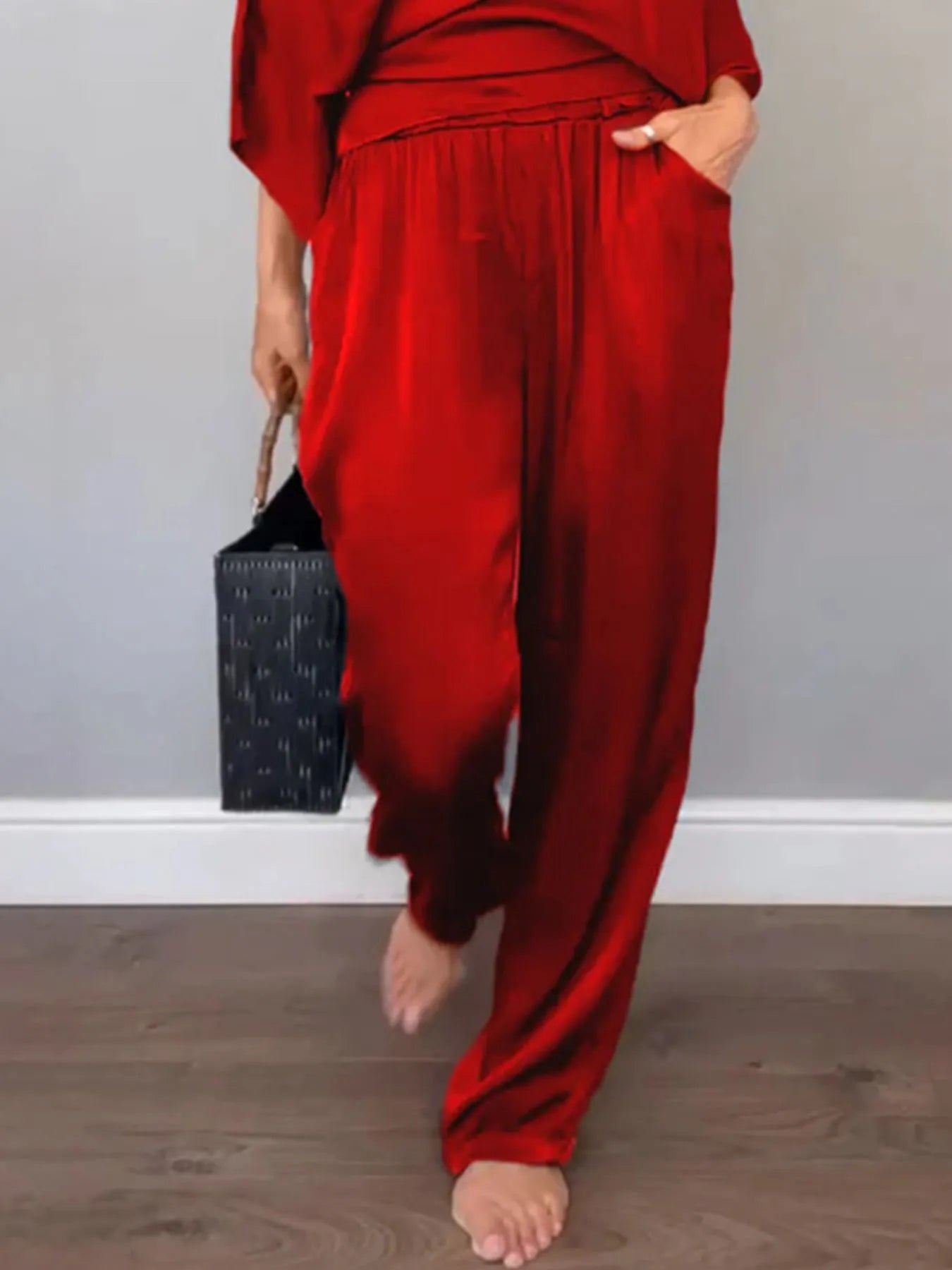 Plus Size Wrap Top & Pants Set