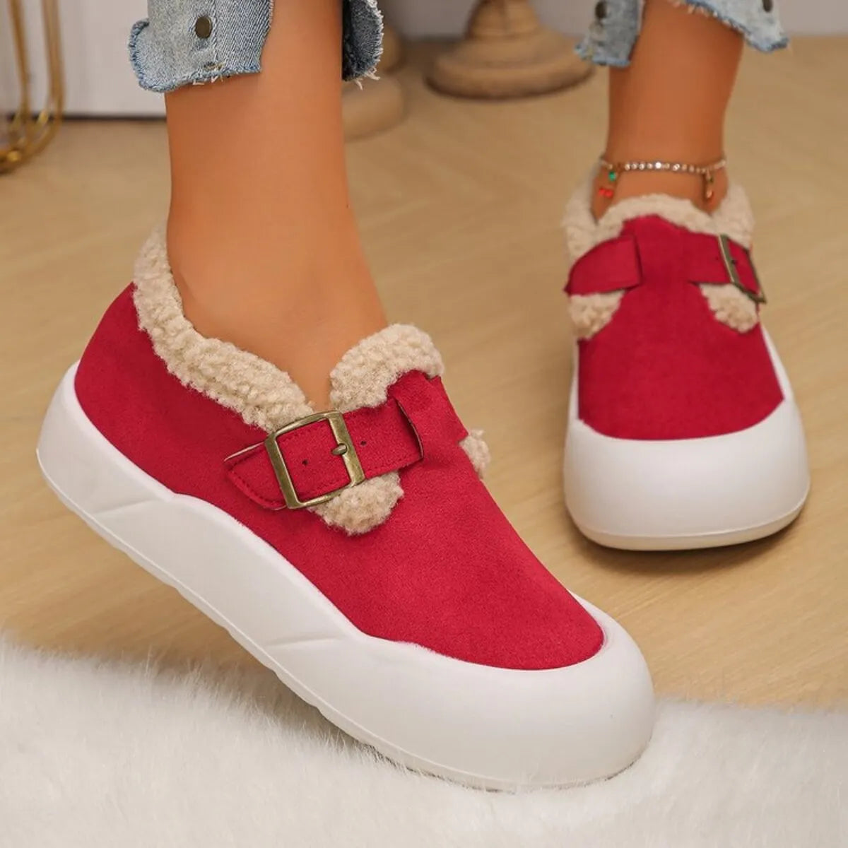 Women’s Round Toe Platform Slip-On Shoes – Comfortable Casual Elevated Loafers