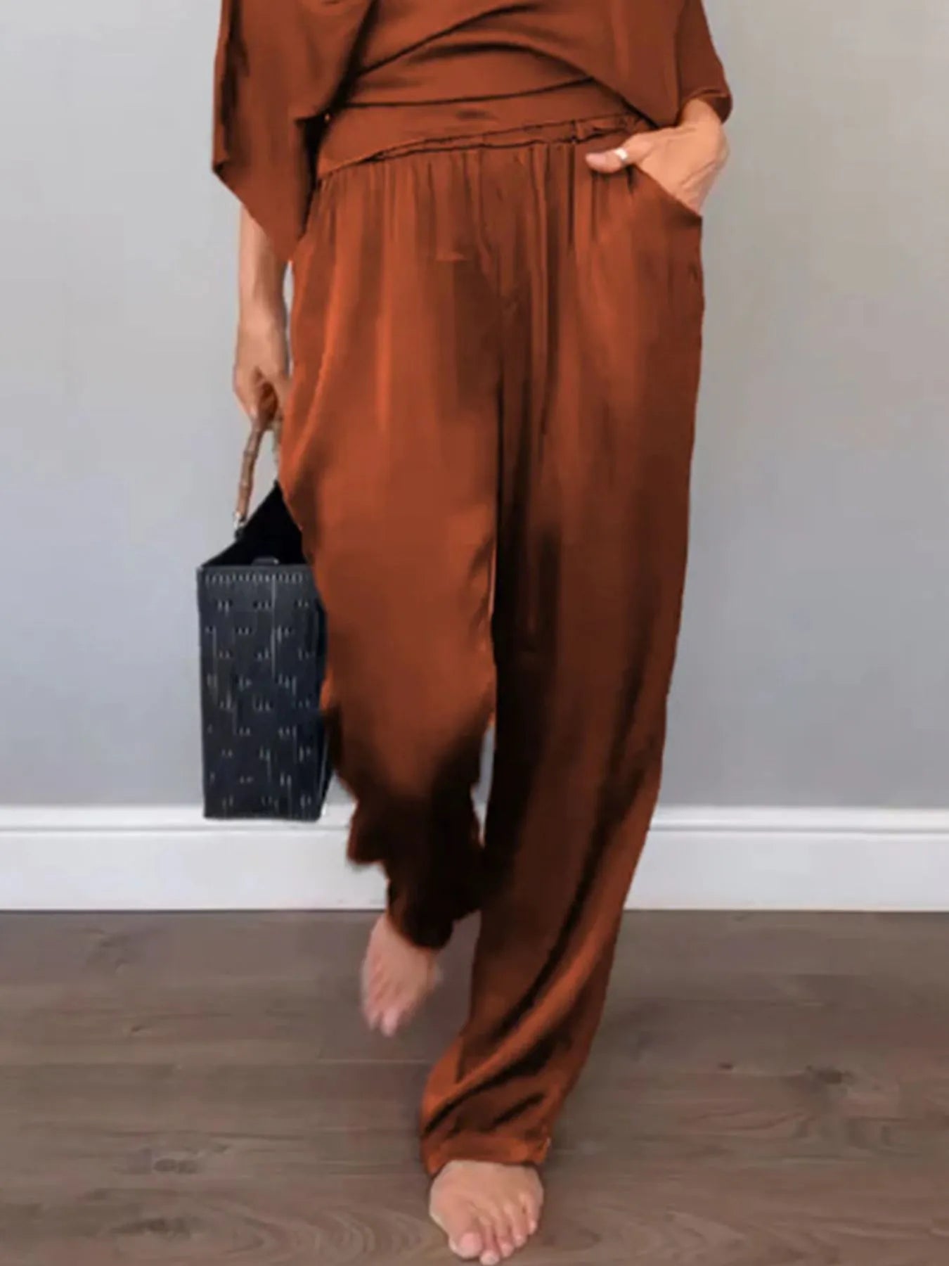 Plus Size Wrap Top & Pants Set