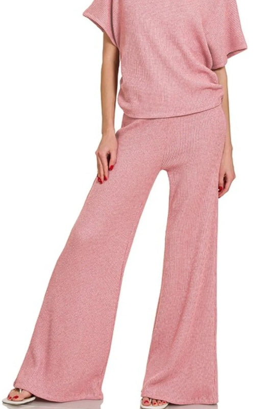 Pink Blush Dream Mock Neck Top & Pants Set
