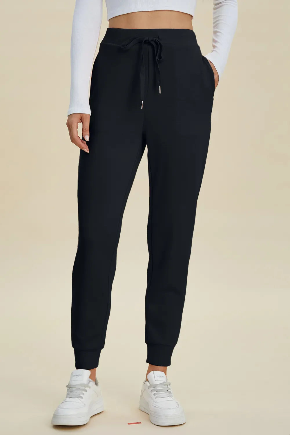 High Waist Air Scuba Joggers – Full Size Drawstring Lounge Pants for Women
