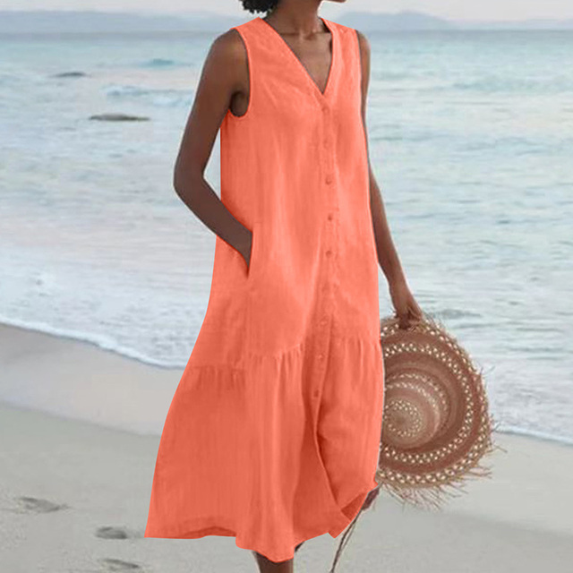Esther | Sleeveless Buttoned Midi Dress