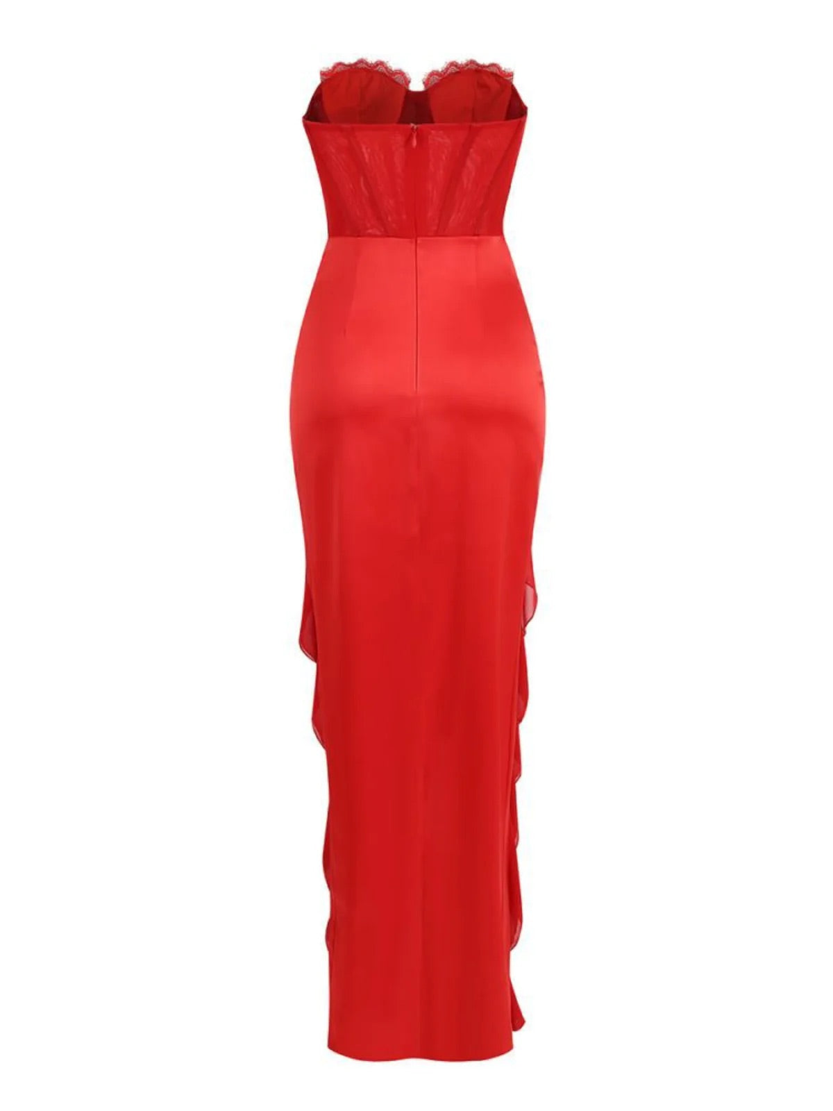 Red satin/lace corset style maxi dress