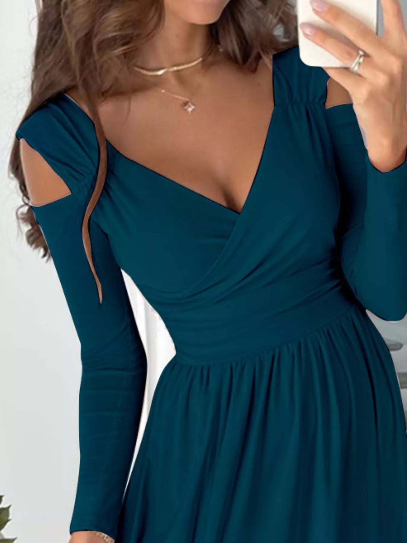 Slit Surplice Cold Shoulder Maxi Dress – Elegant Evening Wrap Dress for Women