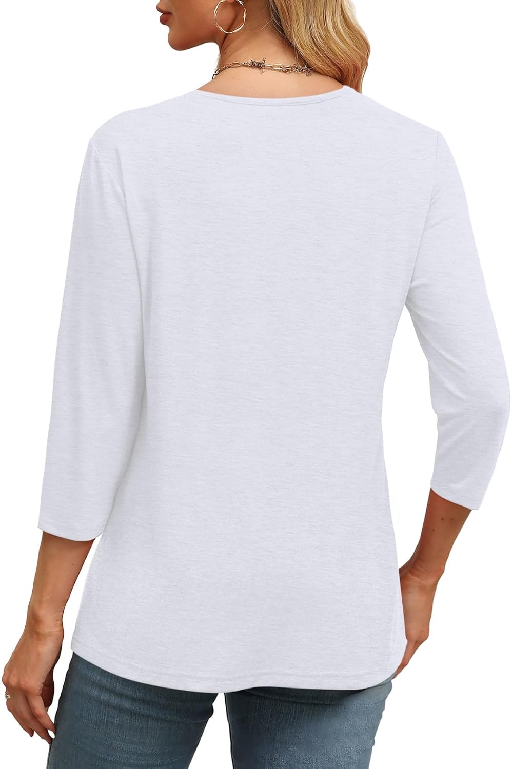 ⏰Hot Sale-Women's V Neck 3/4 Long Sleeve Tops Loose Fit Blouse (Buy 3 Free Shipping)