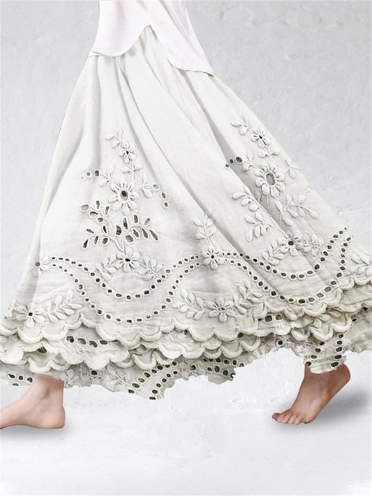 Aurette™ - Boho Printed Skirt Creamy White