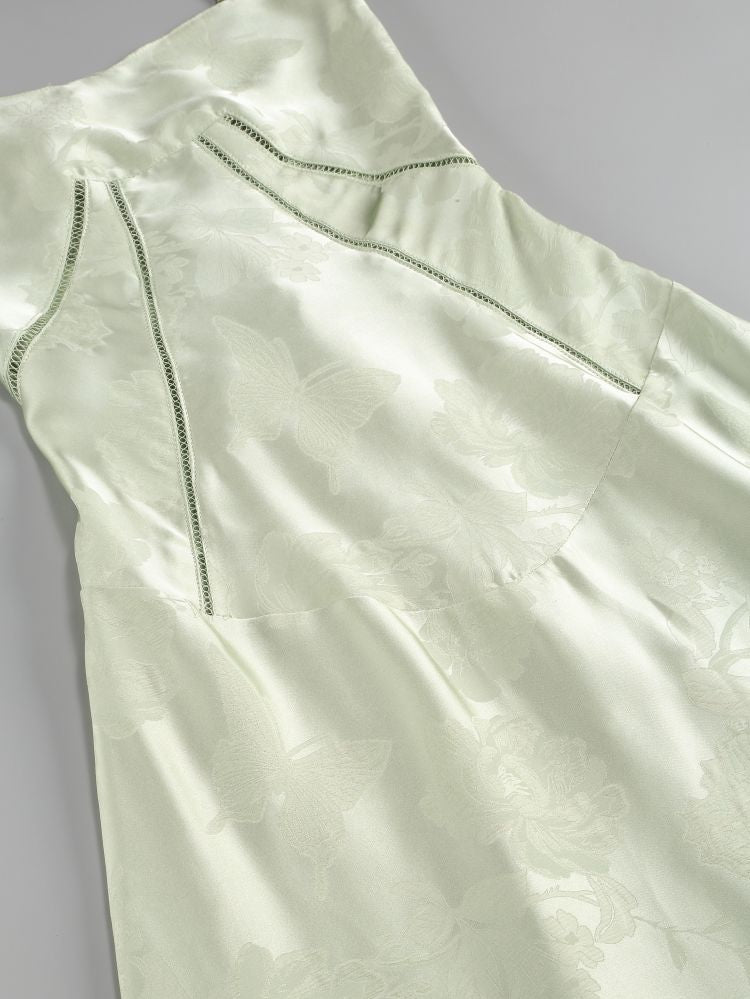 Floral Tie-Back Maxi Dress - Mint Green
