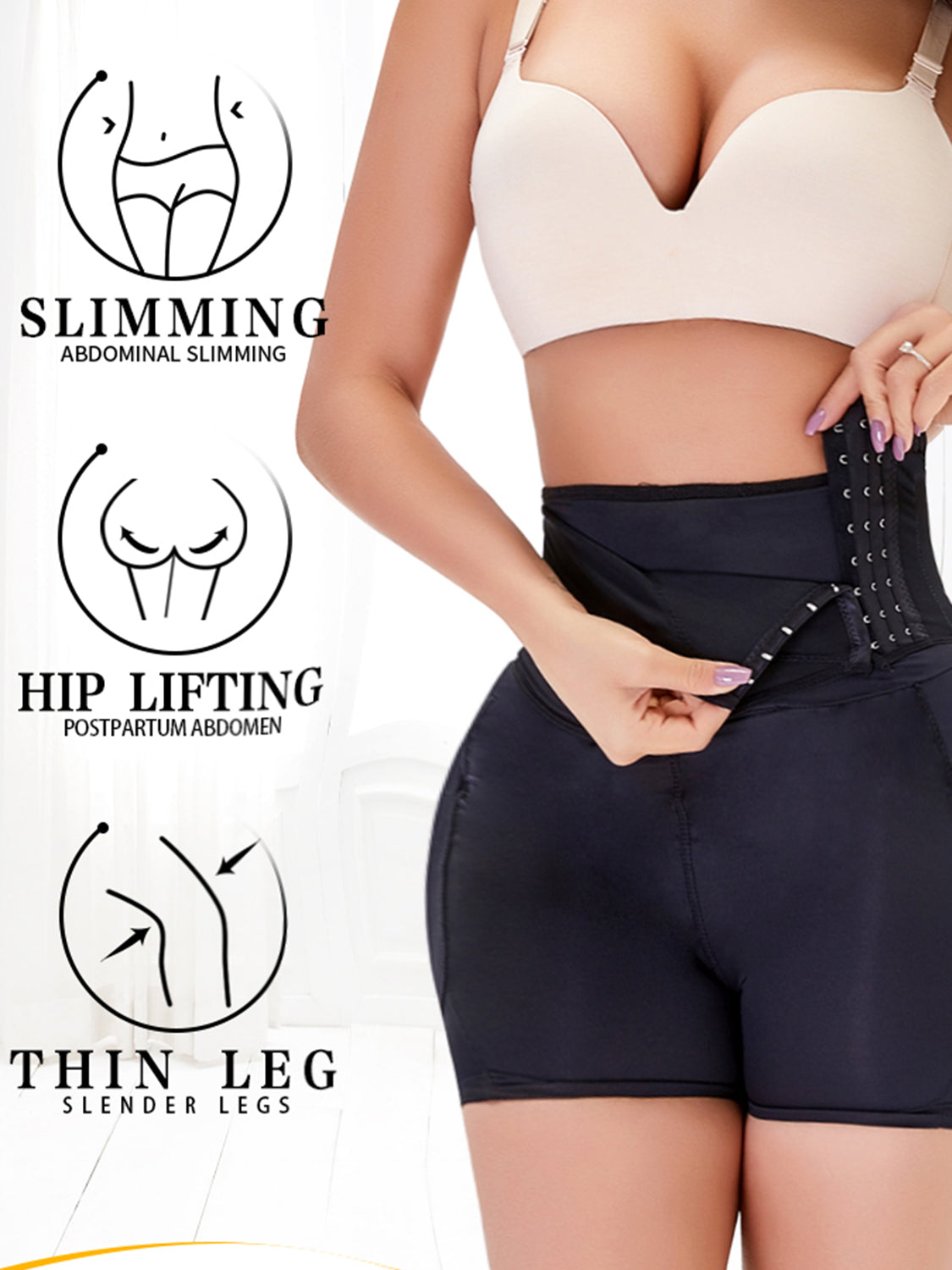 Full Size Hook and Eye Shaping Shorts