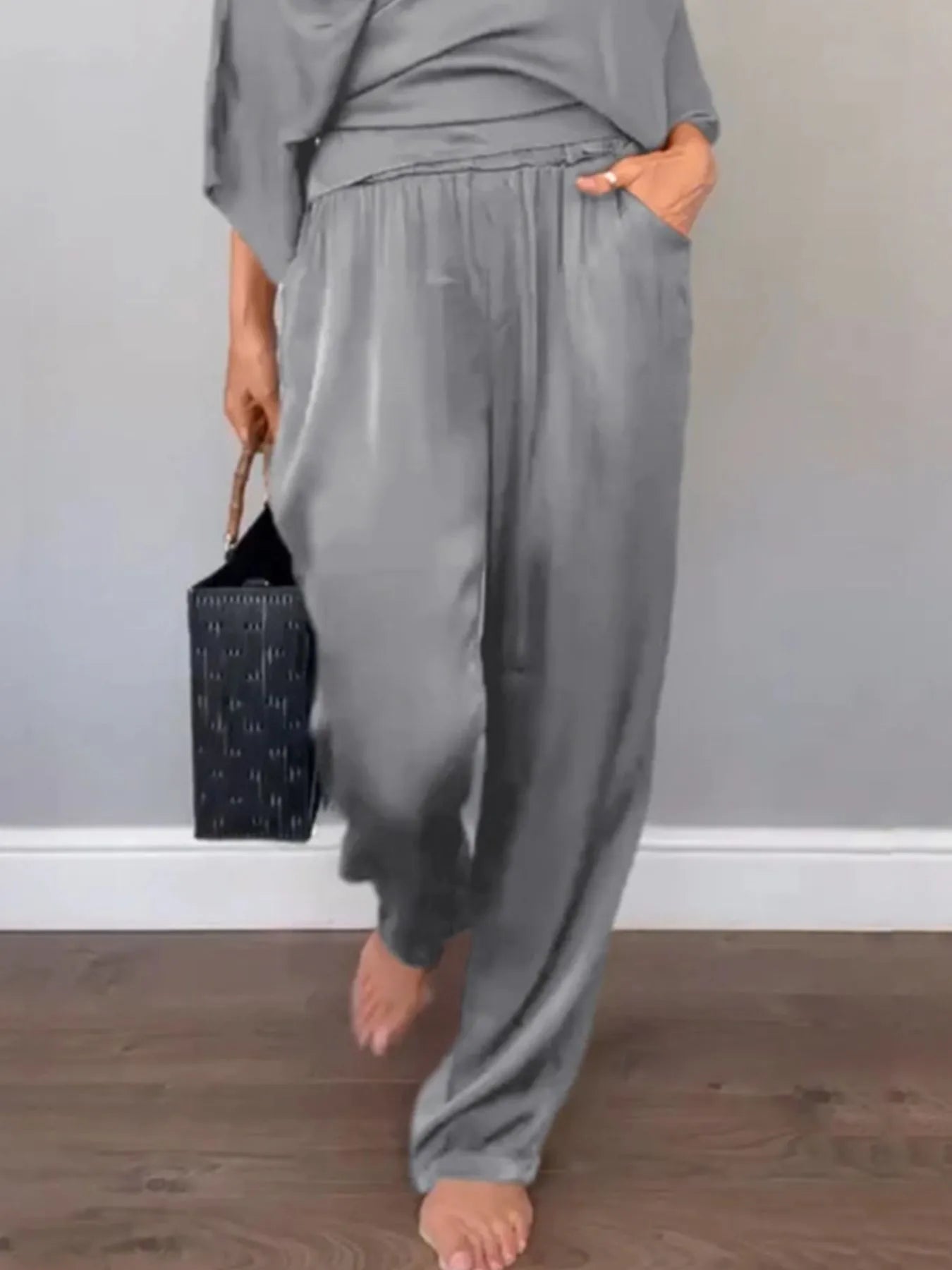 Plus Size Wrap Top & Pants Set