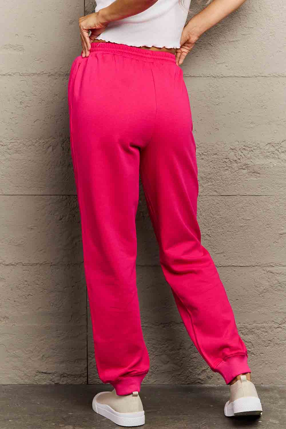 Simply Love Sweatpants – Pink Graphic, Full Size Fit