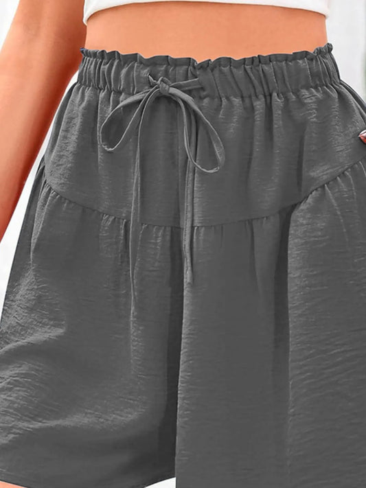 Full Size Casual Drawstring High Waist Relaxed Shorts Plus Size