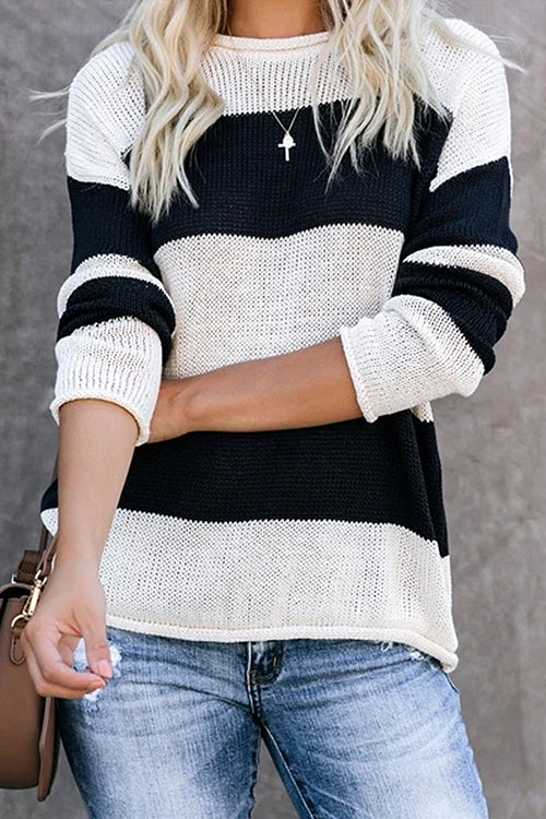 In My Arms Striped Knit Sweater - 2 Colors Navy