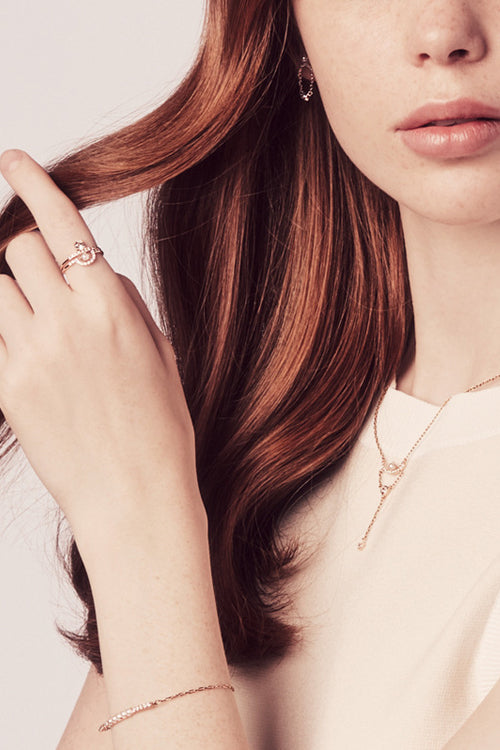 Rhinestone Heart Double Ring