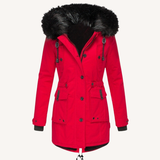 Pennie | Thickened Velvet Winter Coat Red