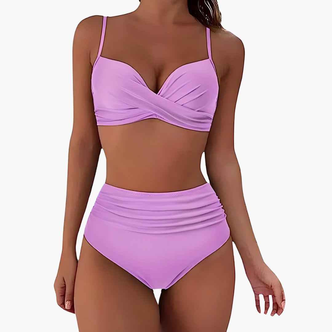 Bikini Set for Women with High - Waisted Bottoms and Triangle Top