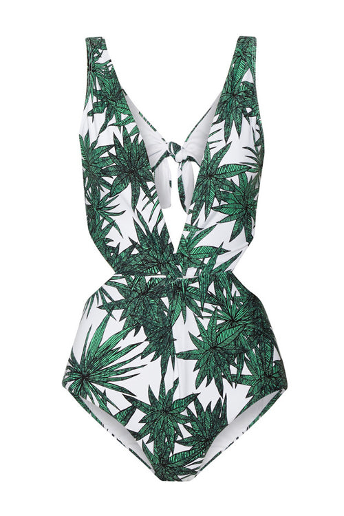 Backless Palm V-neck Swimwear