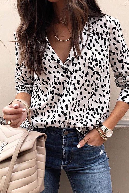 Everlee Leopard Print Long Sleeve Shirt - 2 Colors White