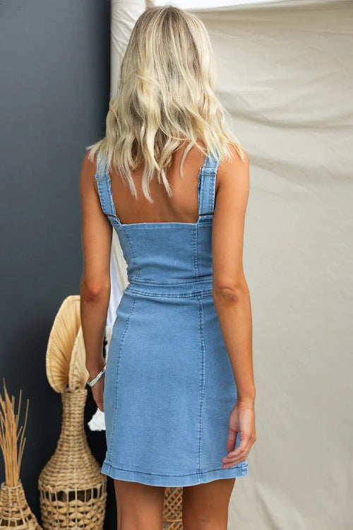 Charming Edge Zip Denim Mini Dress - 2 Colors