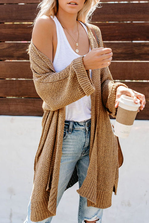 Afternoon Daydream Long Sleeve Knit Cardigan Brown