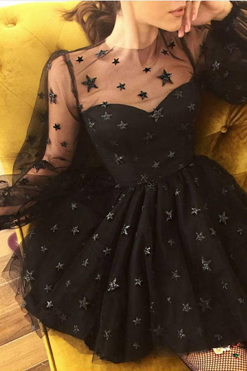 Star Galaxy Tulle Skater Dress - 4 Colors Black