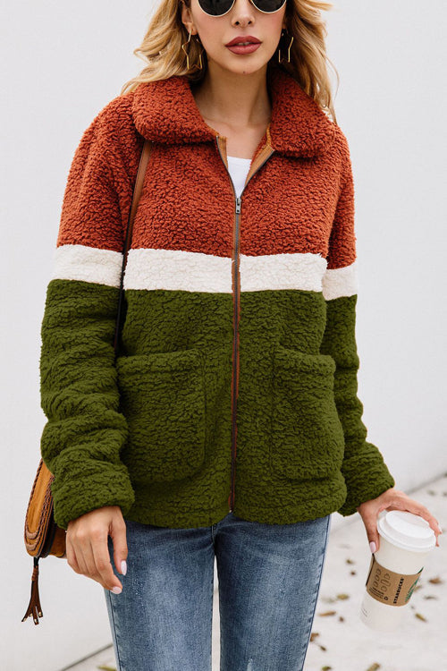 Love You More Zip Up Teddy Coat - 3 Colors Green