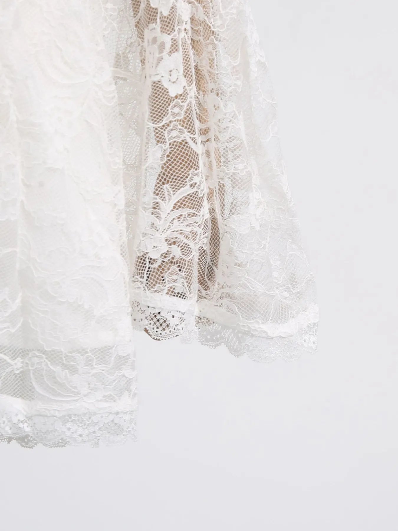 White Square Neck Lace Long Sleeve Dress – Elegant Vintage-Inspired Formal Dress for Women