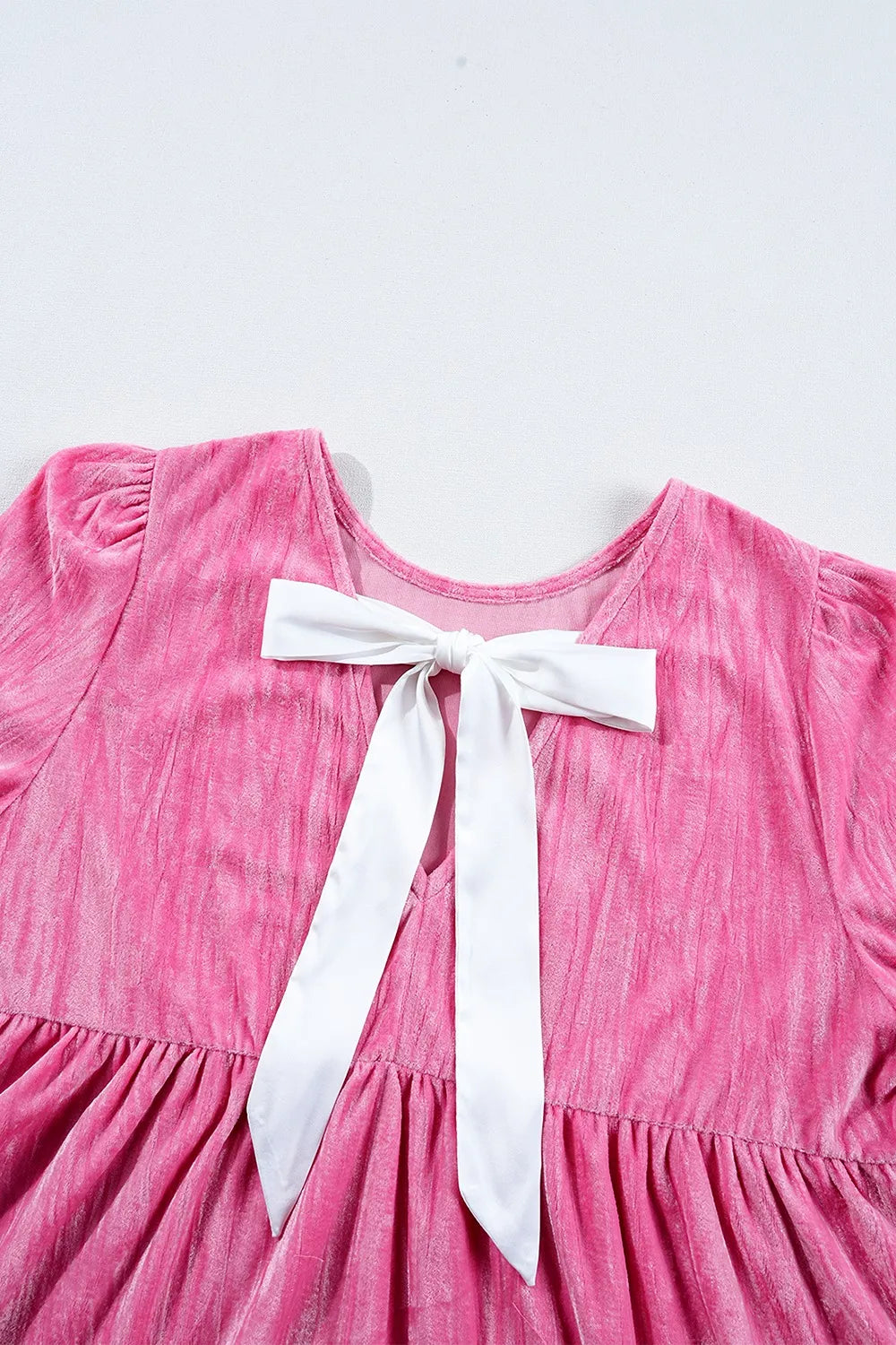 Hot Pink Tiered Mini Dress – Flounce Sleeve Chic