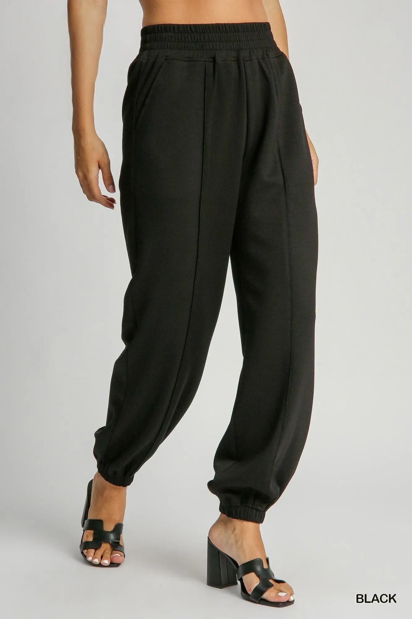 Black Joggers – Drawstring Waist, Seam Detail
