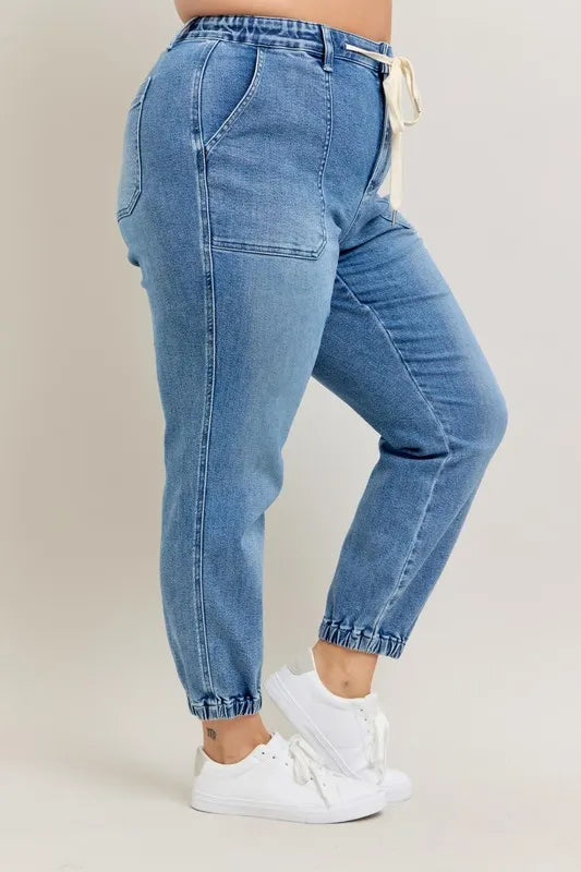 Everyday High Waist Denim Joggers – Plus Size