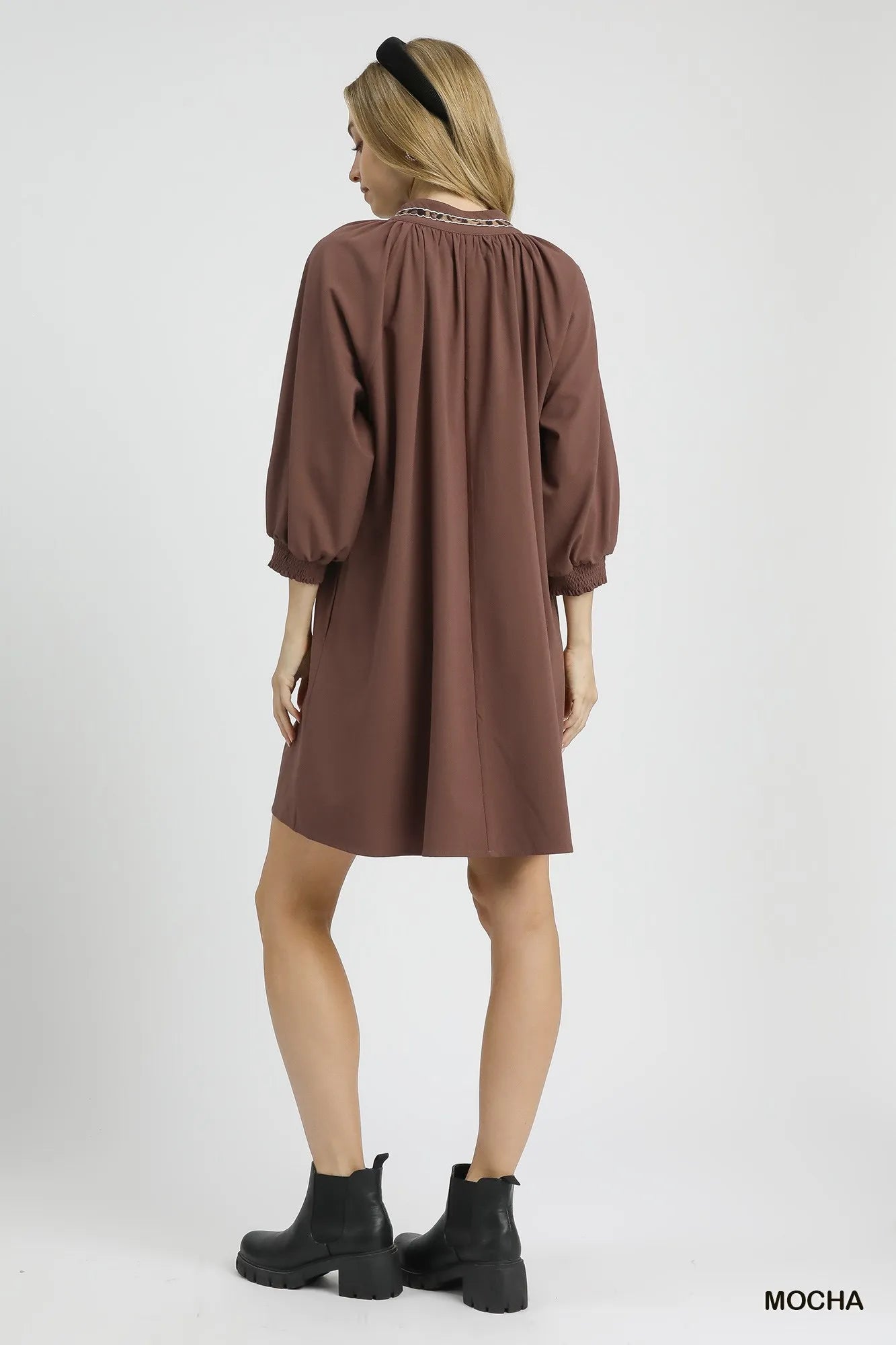 Mocha Modern Notch Shift Dress