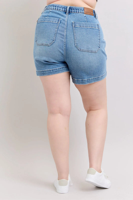 Vintage Look Plus Size High Waist Denim Shorts