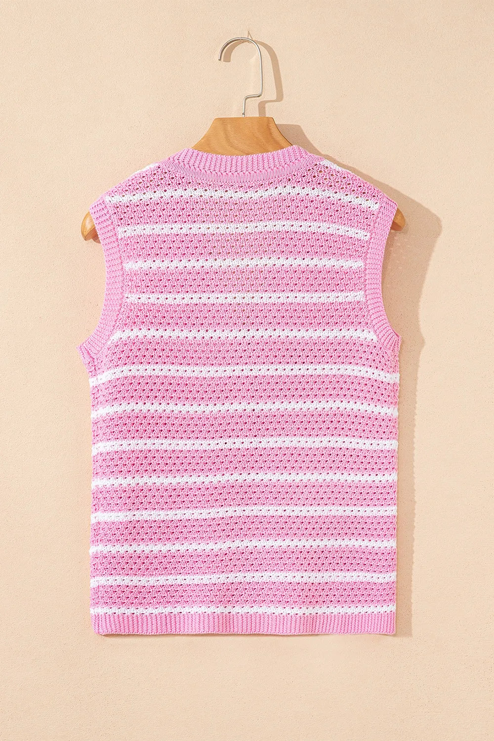 Striped Button-Up Knit Sweater Vest