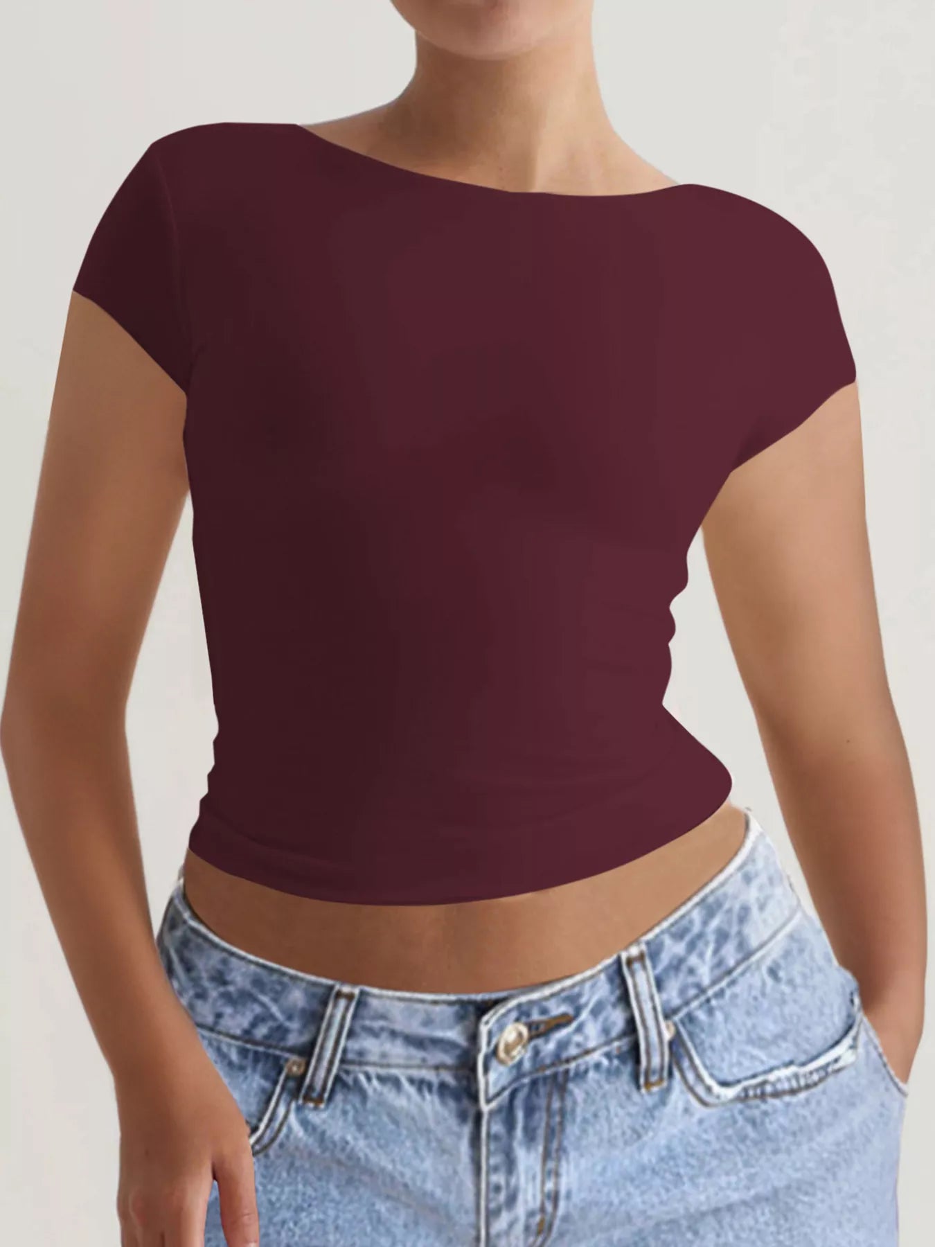 Slim-Fit Backless T-Shirt