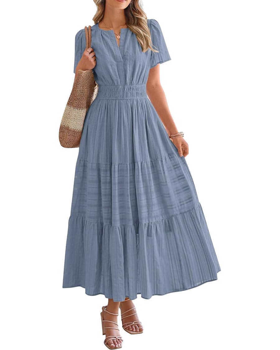 Limited time sale🔥Womens Summer Lightweight Short Sleeve Midi Maxi Dresses(BUY 2 FREE SHIPPING)