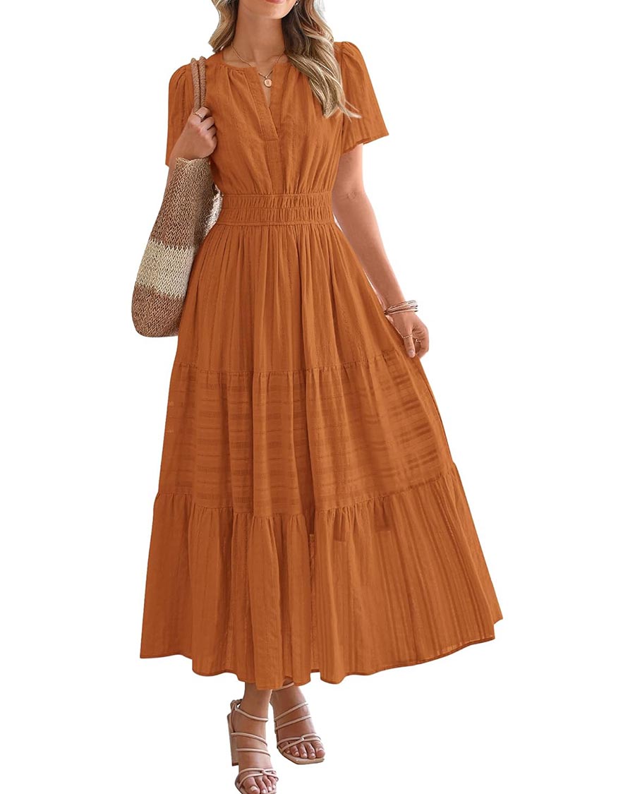 Limited time sale🔥Womens Summer Lightweight Short Sleeve Midi Maxi Dresses(BUY 2 FREE SHIPPING)