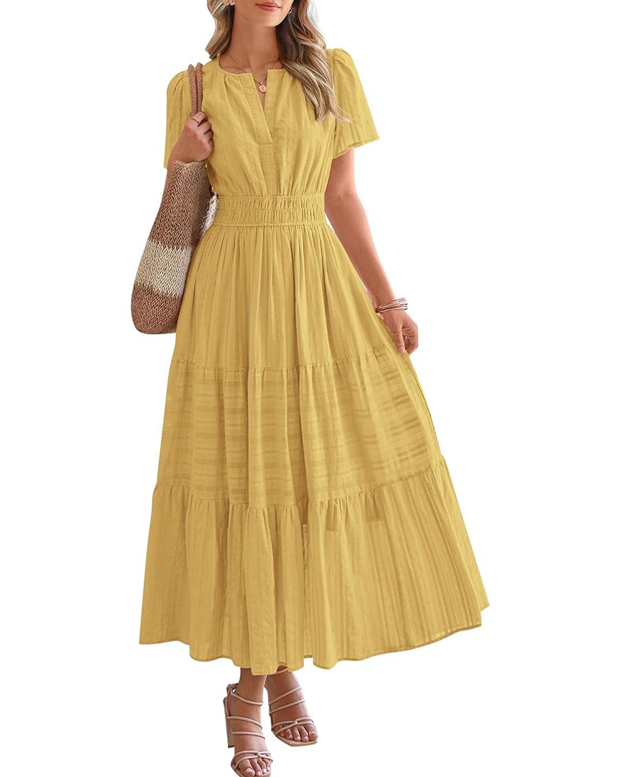 Limited time sale🔥Womens Summer Lightweight Short Sleeve Midi Maxi Dresses(BUY 2 FREE SHIPPING)